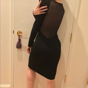 Vintage black bodycon dress with mesh back, Sz XS